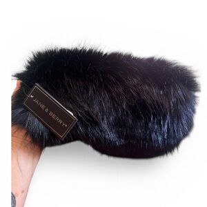 Jane & Berry Black Faux Fur Hand Muff/Crossbody Bag-NWT